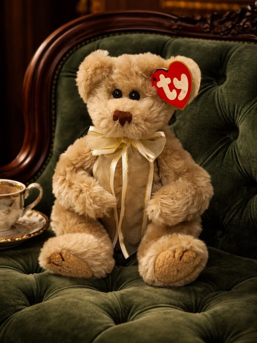 Vintage Teddy Bear Plush Attic Treasures Beverly Gold 93 TY Collectible Classic